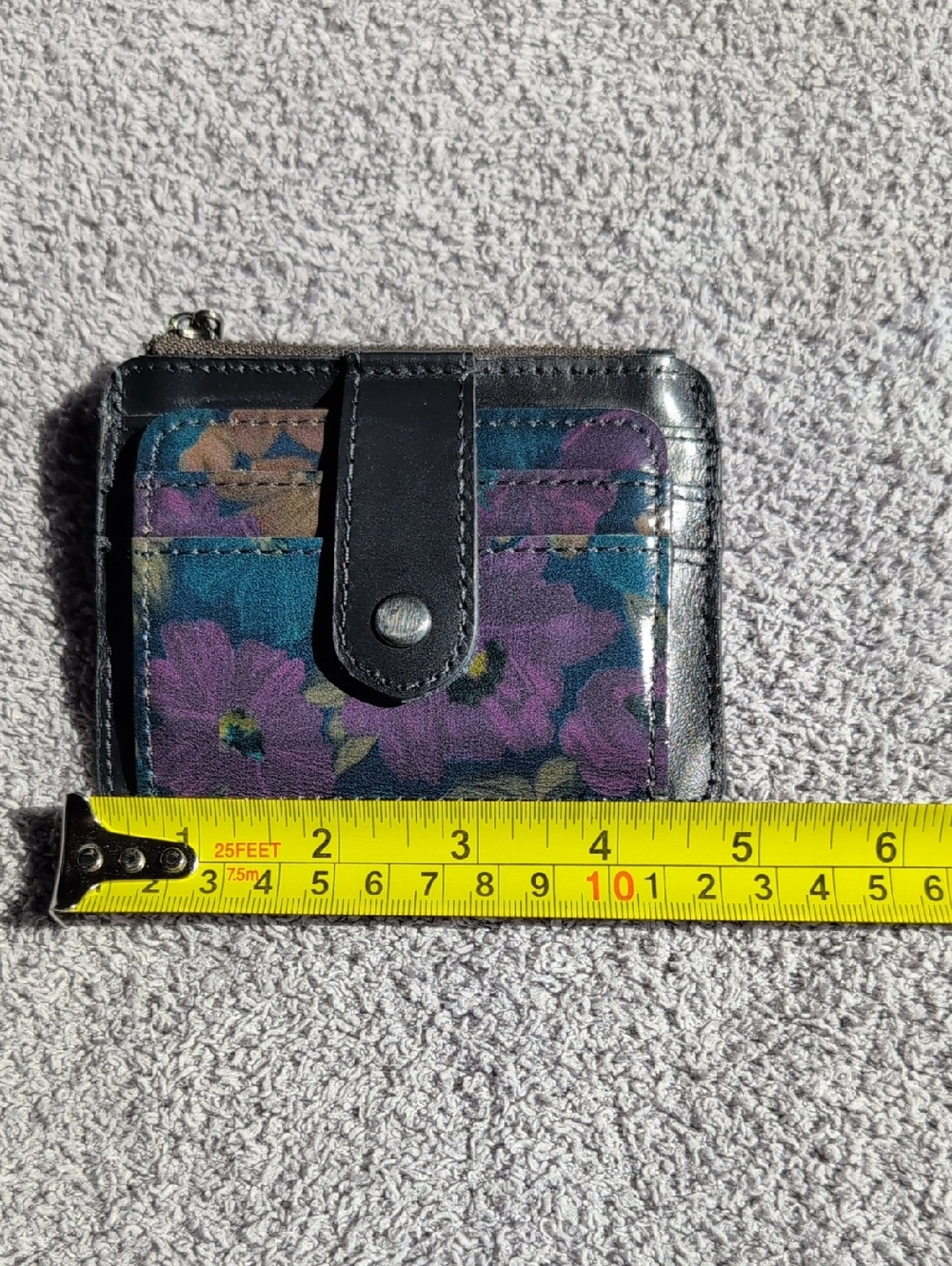 Patricia Nash Navy And Purple Floral Leather Card Wallet - Picture 5 of 6